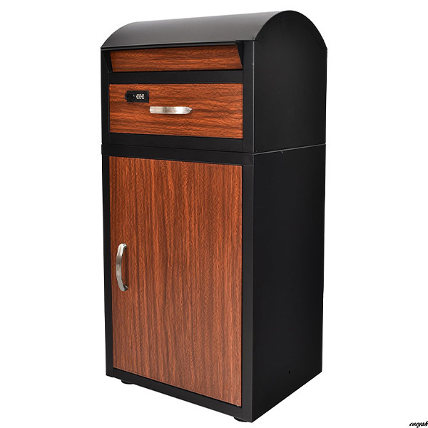 【大容量で荷物の受け取りがしやすい宅配ボックス】 ポスト一体型宅配ボックス 幅41cm 簡単設置 防犯対策 防錆加工 木目ブラウン