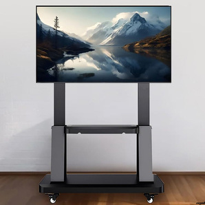 【キャスター付きで360°回転可能、TVスタンド】 省スペーステレビラック 32~75インチ対応 業務用 テレビ周辺機器 収納棚