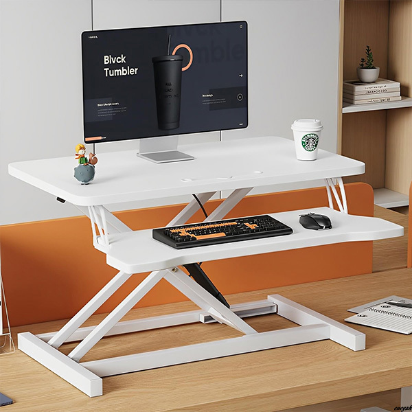 【静音かつスムーズな無段階昇降が可能】 スタンディングデスク 幅90cm コンパクト 在宅勤務 PCデスク 学習机 ホワイト