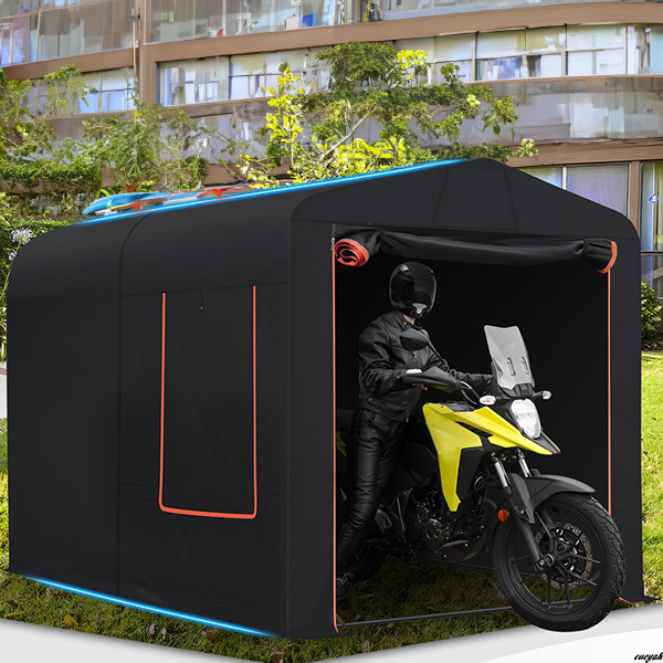 【メッシュ窓付きで、庫内の湿気や熱気を逃がす設計】 バイクガレージ サイクルハウス バイクテント 防水 UVカット バイク収納 難燃