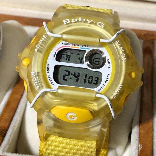 【即決/送料無料】CASIO Baby-G X-tream BG-340 カシオベビーGエクストリーム デジタルウォッチ イエローナイロンベルト 中古腕時計 稼働品