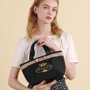 ■■202507即決■ トッカ 新品ブラック POINT OF RIBBON COOLERBAG クーラーバッグ / ランチトートバッグ
