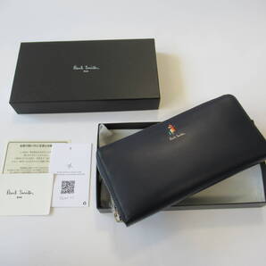 ■■202507即決■ ポールスミス新品ネイビー マーケトリーストライプラビット 長財布 BPW585-31
