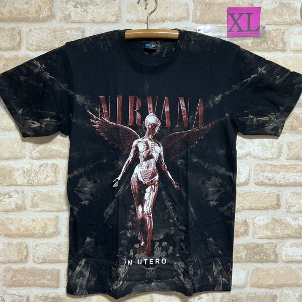 ニルヴァーナ Tシャツ XLサイズ NIRVANA IN UTERO バンドTシャツ タイダイ 絞り染め ムラ染 半袖 ロックバンド