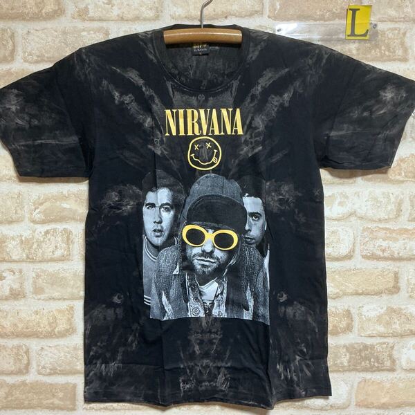 ニルヴァーナ Tシャツ Lサイズ ニコちゃん nirvana タイダイ 絞り染め ムラ染 バンドTシャツ 半袖