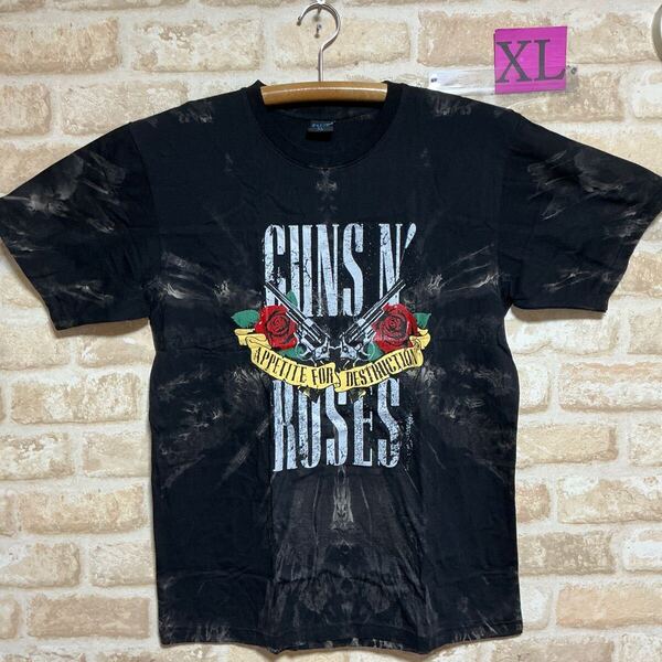 ガンズアンドローゼズ Tシャツ XLサイズ Guns N' Roses 半袖 タイダイ ムラ染 絞り染め バンドTシャツ