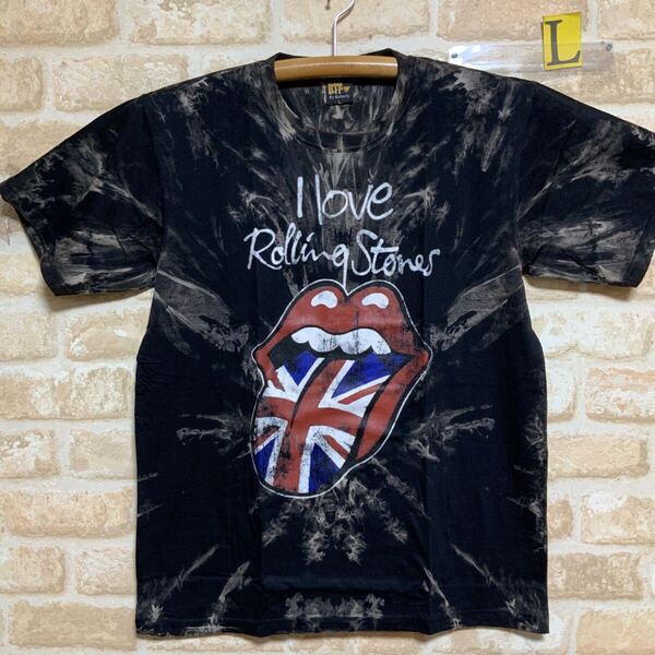 ローリングストーンズ Tシャツ Lサイズ The Rolling Stonesムラ染 タイダイ 絞り染め バンドTシャツ 半袖