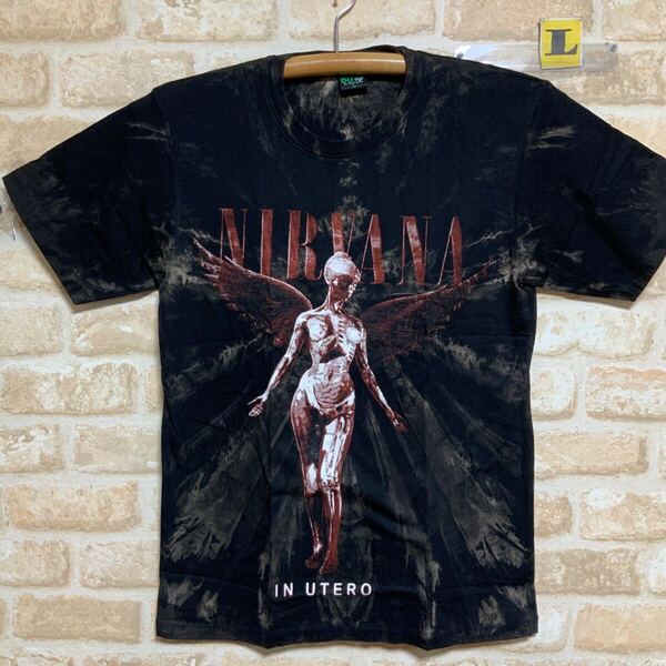 ニルヴァーナ Tシャツ Lサイズ NIRVANA IN UTERO タイダイ ムラ染 半袖 絞り染め ロックバンド バンドTシャツ