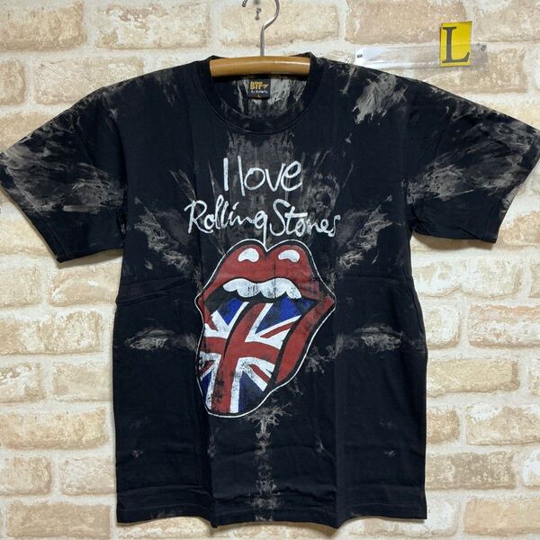 ローリングストーンズ Tシャツ Lサイズ The Rolling Stonesムラ染 タイダイ 絞り染め バンドTシャツ 半袖