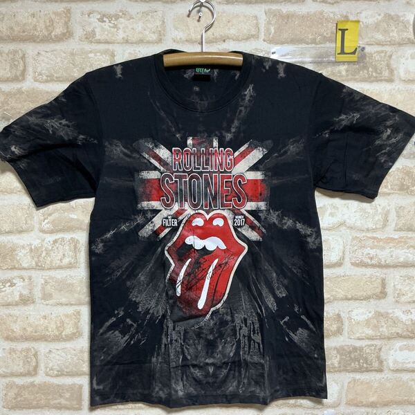 新品 ザ ローリングストーンズ Lサイズ Tシャツ 絞り染め ムラ染 ロックバンド タイダイ 半袖