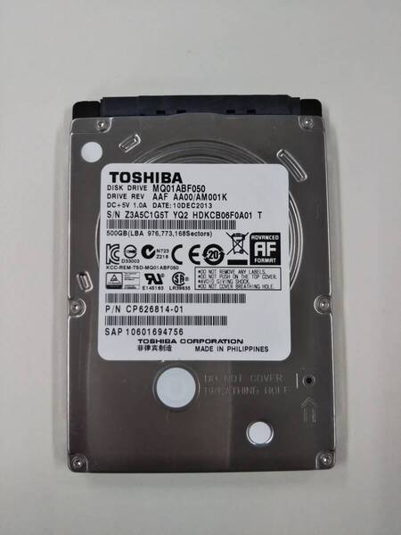 a◎9747時間 TOSHIBA 東芝 MQ01ABF050 2.5インチHDD『正常判定』500GB
