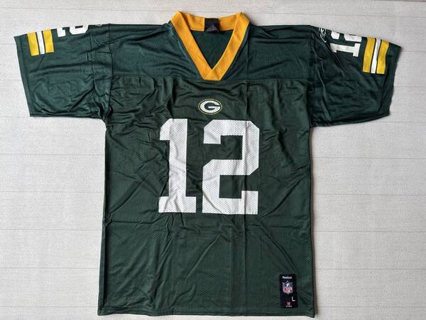 ☆送料無料☆ Reebok USA直輸入 古着 NFL TEAM APPAREL グリーンベイ・パッカーズ アーロン・ロジャース ナイロン ゲームシャツ メンズ L