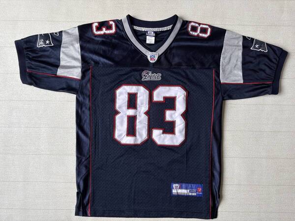 ☆送料無料☆ Reebok USA直輸入 古着 NFL ニューイングランド・ペイトリオッツ ウェス・ウェルカー ゲームシャツ メンズ 48 ネイビー 中古