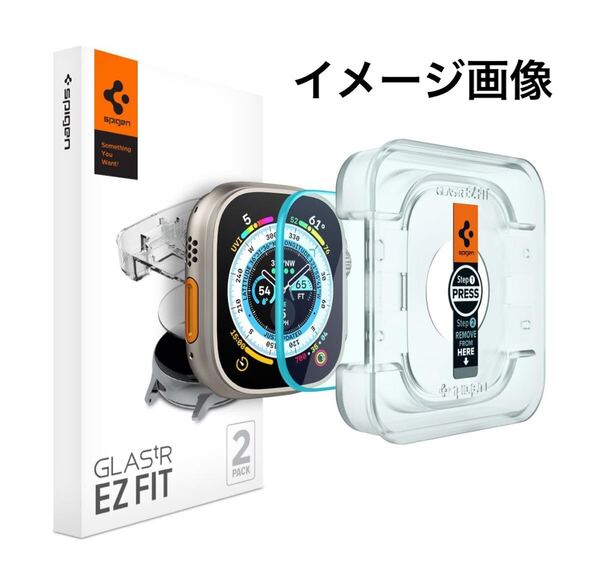 y071828m Spigen Apple Watch Ultra/Ultra 2 49mm ガラスフィルム 貼り付けキット付き 9H硬度強化ガラス 保護フィルム 2枚入 AGL05556