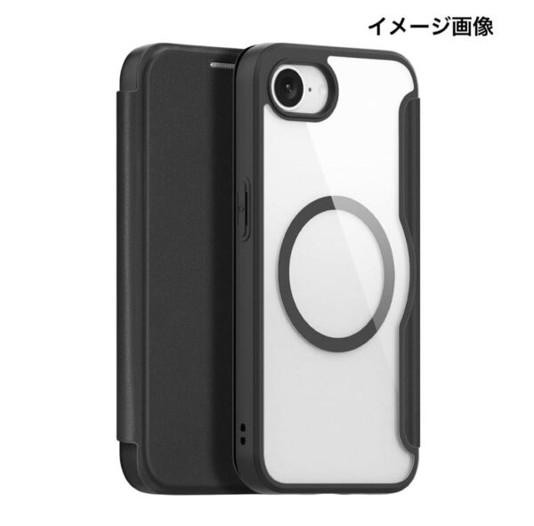 y072524m iPhone 16E 用 ケース 手帳型 背面クリア Magsafe 対応 PU+PC カード入れ ストラップホール 薄型 軽量 スマホケース ★訳あり