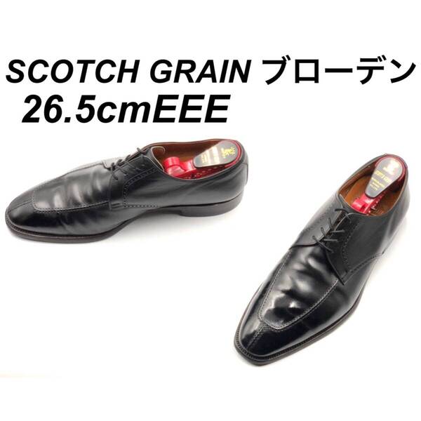 即決 SCOTCH GRAIN スコッチグレイン ブローデン 26.5cmEEE 259 メンズ レザーシューズ Vチップ 黒 ブラック 革靴 皮靴 ビジネスシューズ