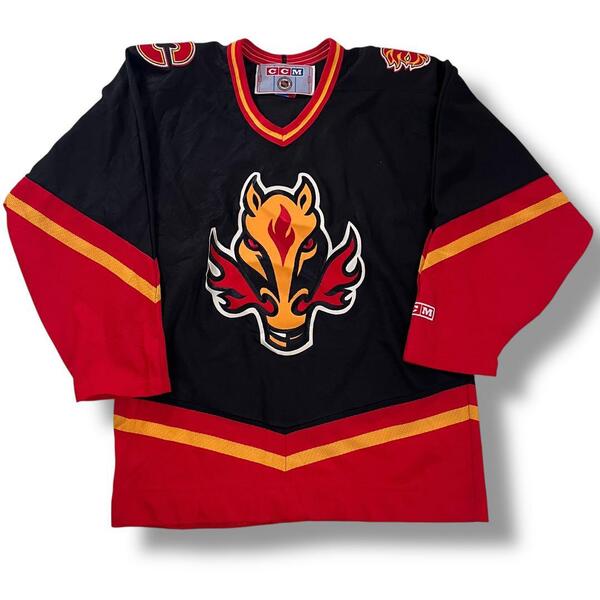 美品 CCM NHL カルガリー フレームス ホッケーシャツ ユニフォーム 古着