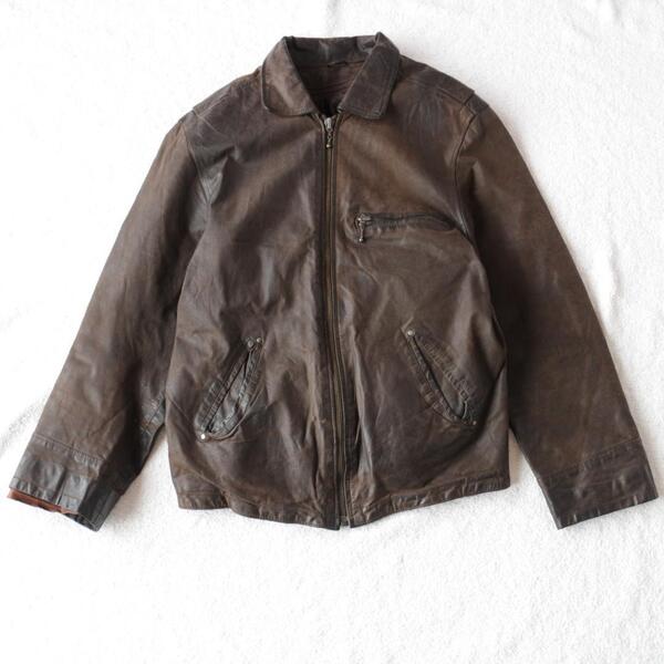barbour バブアー オイルド レザージャケット 80s 90s ブラウン