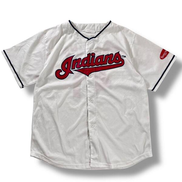 00s MLB 古着 インディアンス ユニフォーム ベースボールシャツ