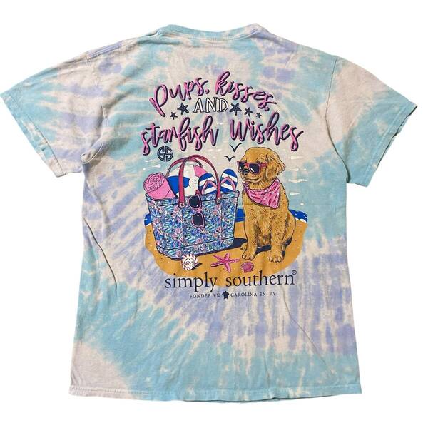 アメリカ古着 simply southern 半袖 Tシャツ 犬 イヌ アニマル プリント US古着 Mサイズ コットン 【I1878】