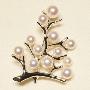 美品 ミキモト 幸福の木 パール シルバー ブローチ /24-3329S