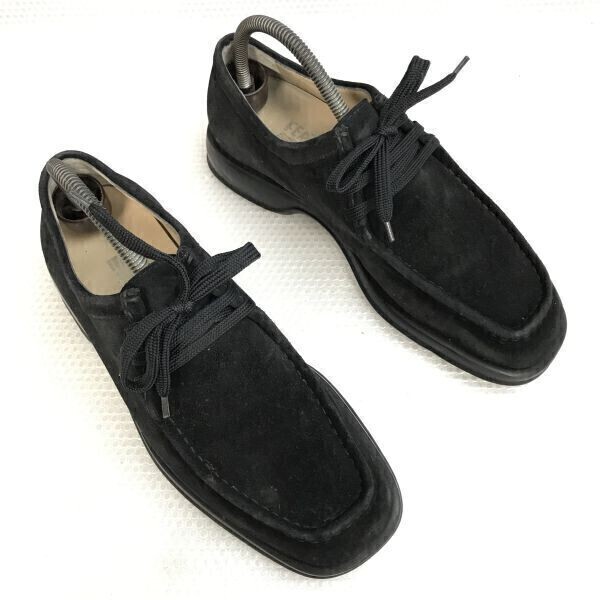 Salvatore Ferragamo/フェラガモ☆スエード本革/レザーシューズ【7/25.0-26.0/black/黒】ローブーツ/ビジネス/Leather/Dress shoes◇bC-175