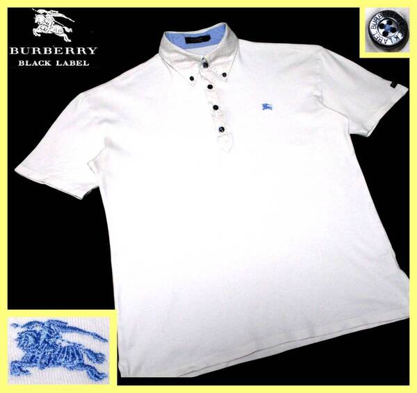 大人気 L(3)!襟・前立シャドーノバチェックデザイン ポロシャツ 夏◇バーバリーブラックレーベル BURBERRY BLACKLABEL ホース刺繍