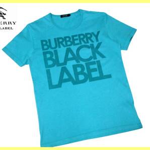 美品 M(2) バーバリーブラックレーベル BURBERRY BLACK LABEL 半袖Tシャツ BIGブランドロゴプリント 日本製 即決送料無料