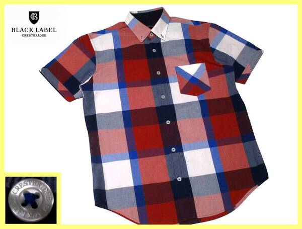 美品!大人気 M~L!CBチェック シアサッカー シャツ 51M49-740-14◇ブラックレーベルクレストブリッジ BLACKLABEL CRESTBRIDGE バーバリー