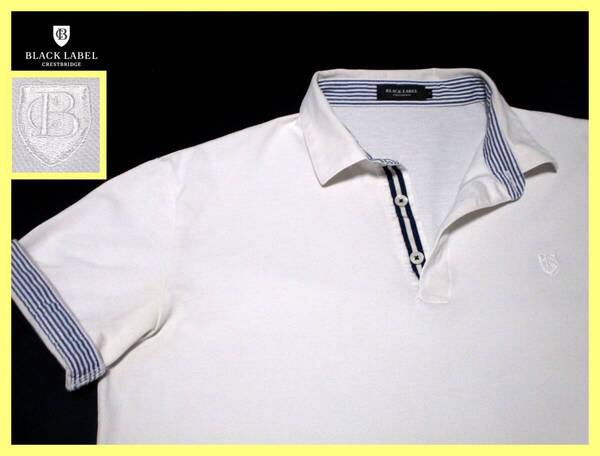 美品!ボーダーデザイン 半袖 ポロシャツ M(2) 夏 51P26-325-02◇ブラックレーベルクレストブリッジ BLACKLABEL CRESTBRIDGE バーバリー