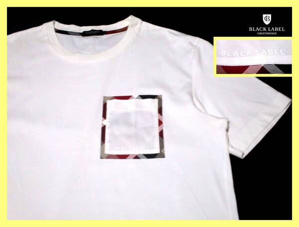 大人気 L!美品!CBチェックポケット囲いデザイン 半袖 Tシャツ 夏◇ブラックレーベルクレストブリッジ BLACKLABEL CRESTBRIDGE バーバリー