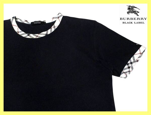 大人気!首周り・袖口ノバチェックデザイン!Tシャツ 日本製 サイズ M(2) 半袖 夏◇バーバリーブラックレーベル BURBERRY BLACK LABEL