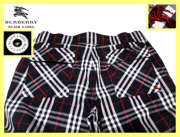 大人気ノバチェックデザイン!大人気W79! パンツ 日本製 黒 BMS14-901-09◇バーバリーブラックレーベル BURBERRY BLACK LABEL ホース刺繍