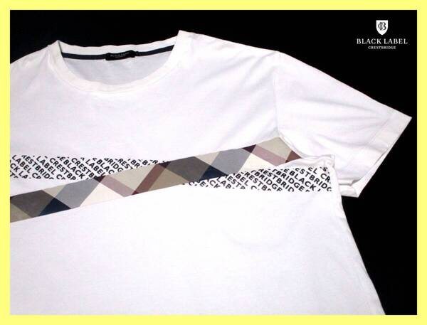 希少LL!美品!CBチェック/ロゴデザイン 半袖 Tシャツ 51P43-243-02◇ブラックレーベルクレストブリッジ BLACKLABELCRESTBRIDGE バーバリー