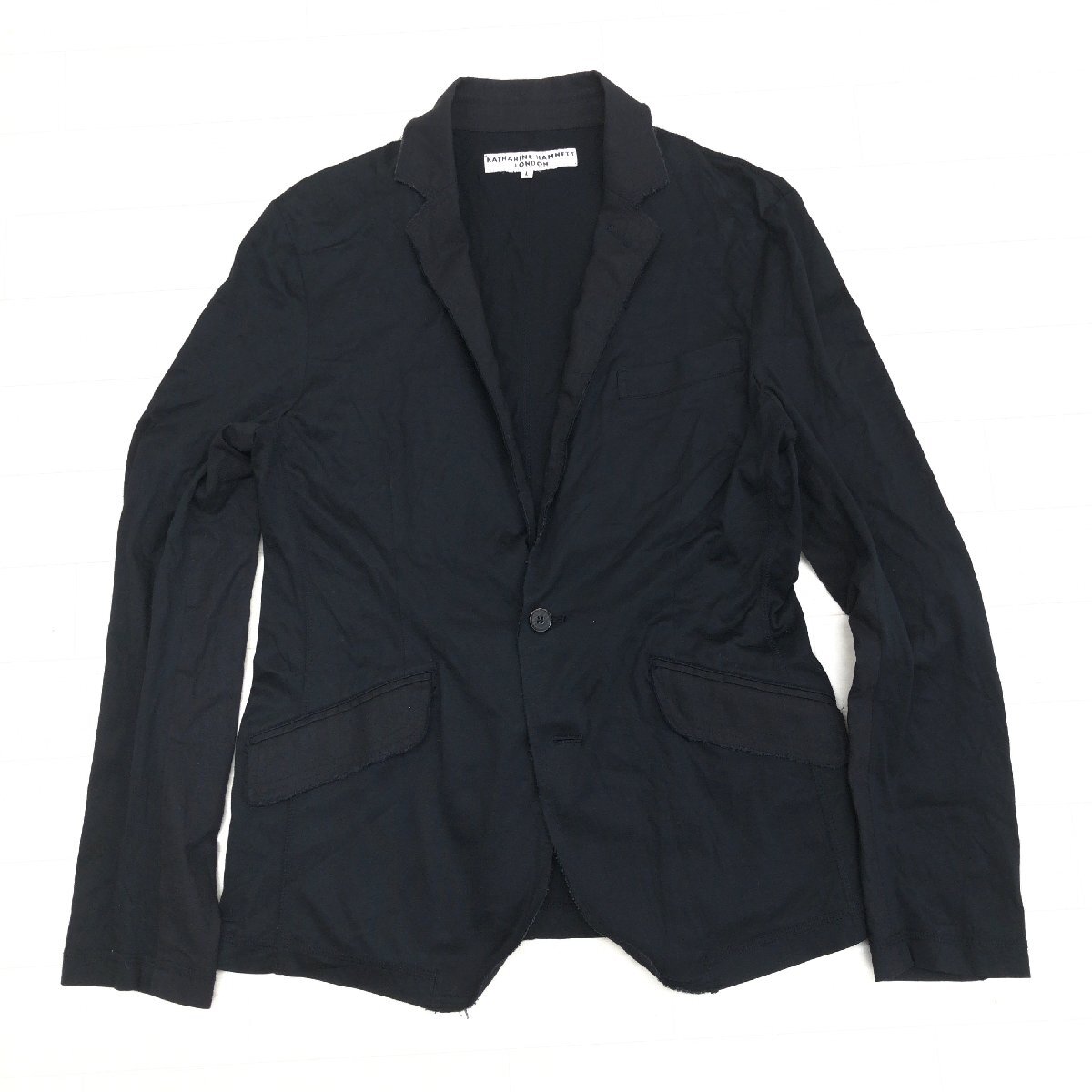 美品キャサリンハムネット リネン ジャージー ストレッチ ジャケット L 90s 美品キャサリンハムネット リネン ジャージー ストレッチ