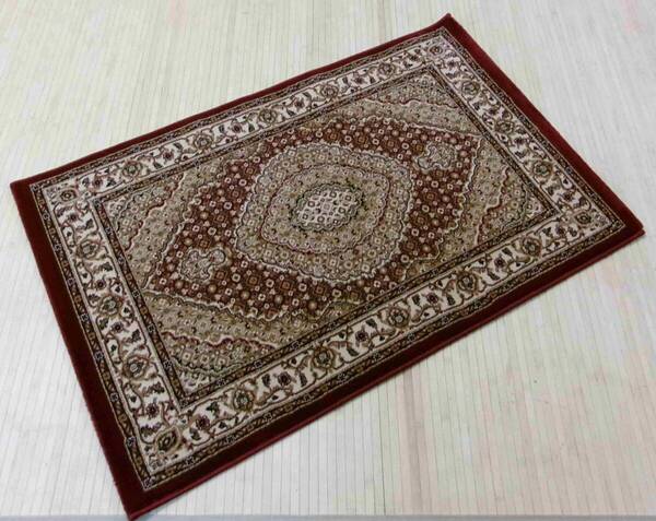 玄関マット ラグ カーペット 120×80cm 高密度織り 糸密度765,000本/1㎡ 屋内 室内 手洗い可能 オリエンタル ペルシャ 15番