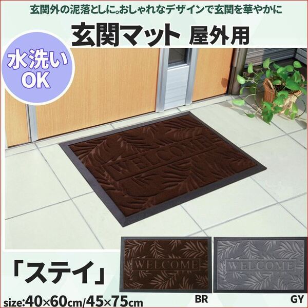 玄関マット 泥落とし マット 屋外用 ステイ 40×60cm 洗える 玄関外マット ブラウン系