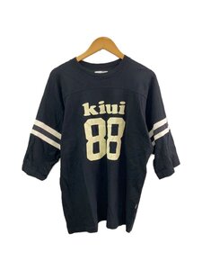 ROTOL◆FOOTBALL TEE/フットボールT/7分袖カットソー/2/コットン/ブラック/プリント/ロトル