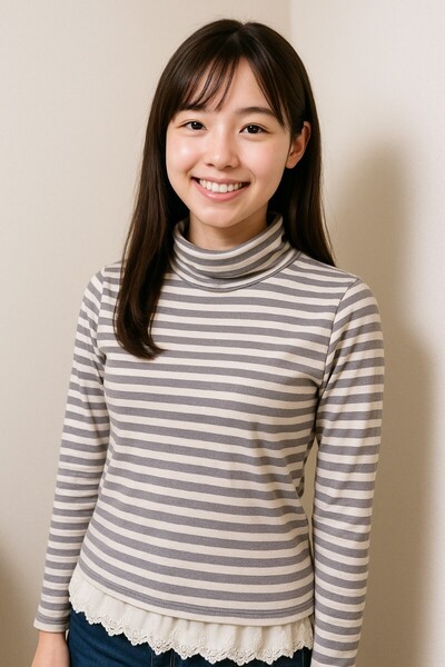 ハイネックTシャツ レディース ボーダー 綿 Mサイズ 長袖