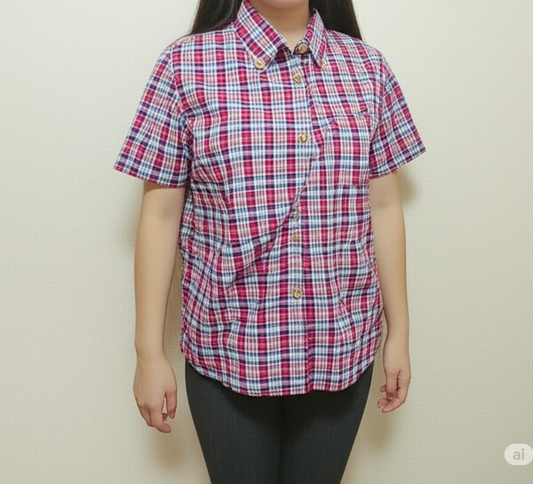 美品 レディース 半袖シャツ チェック柄 Mサイズ