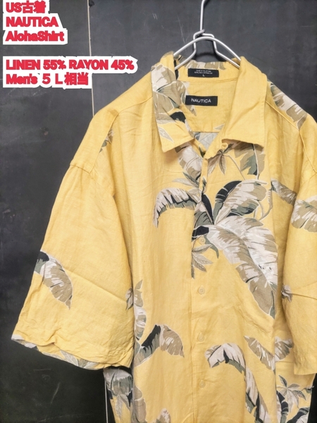 ★送料無料★ US古着 NAUTICA アロハシャツ ノーティカ アロハシャツ 90's ヴィンテージハワイアンシャツ 5L 相当