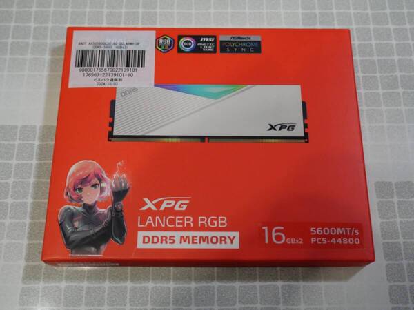 ☆ADATA XPG LANCER RGB DDR5 MEMORY AX5U5600C3616G-DCLARWH-DP DDR5-5600/PC5-44800 16GBx2 32GBセット☆中古美品