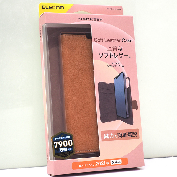 Apple iPhone 13 mini (5.4インチ)用 手帳型ケース ソフトレザーケース 着脱レザーフラップMAGKEEP ブラウン 未使用品 iPhone13miniケース