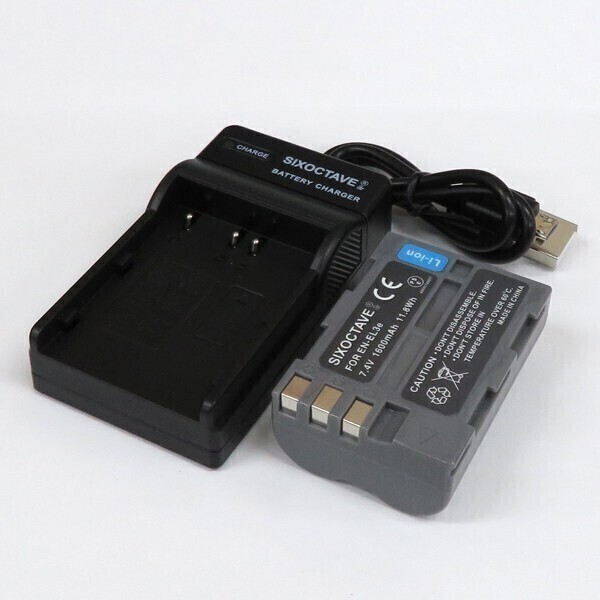 EN-EL3e Nikon 互換バッテリー 1個と互換充電器(USB充電式)1個 D100 D100LS D200 D300 D300s D50 D70 D700 D70s D80 D90