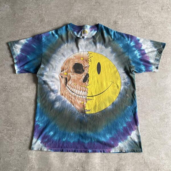 90s ビンテージ EYE DYE Grateful Dead 1995 HAVE A DEAD DAY タイダイ スカル スマイル スマイリー フェイス Tシャツ XL