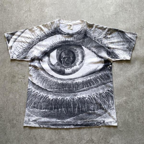 スペシャル 90s ビンテージ ANDAZIA USA製 M. C. ESCHER MCエッシャー 総柄 スカル アイ SKULL EYE AOP オールオーバープリント Tシャツ XL