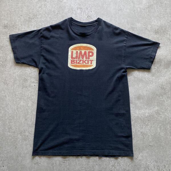 GOODフェード 90s ビンテージ LIMP BIZKIT リンプビズキット 1997 バーガー ロゴ プロモ Tシャツ Have It Our Way 黒 ブラック FITS LIKE L