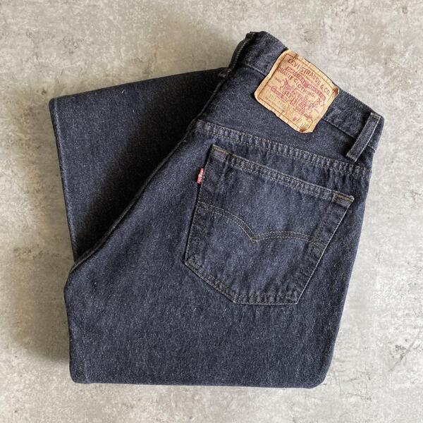 80s Levi's リーバイス 501 先染め ブラック デニム パンツ W32 L30 毛羽立ち 黒 ハチマル 80年代 ビンテージ アメリカ製 Gパン ジーンズ