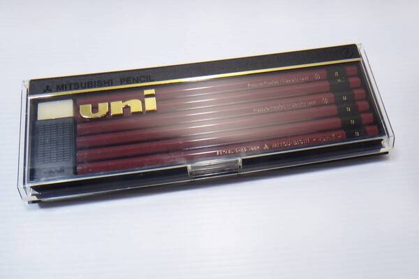 当時物 ケース&消しゴム付き 未使用 三菱鉛筆 uni B 12本(1ダース) ユニ 三菱 鉛筆