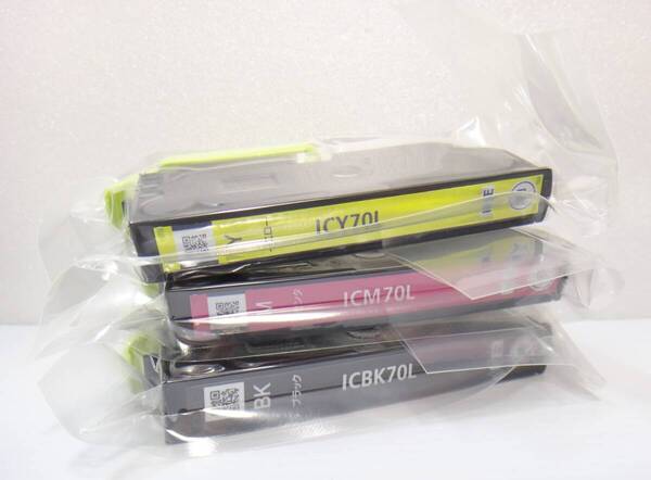 未開封、未使用 送料無料 3色セット EPSON純正 インクカートリッジ ICBK70L ICM70L ICY70L 増量 (IC6CL70L用の3色インク)